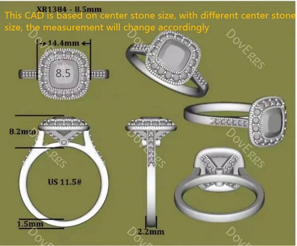 DovEggs halo pave engagement ring semi-mount only(Exclusively to DovEggs Stones)