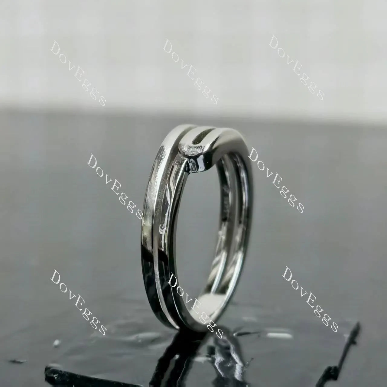 (size 7.25 ) Doveggs sterling silver art deco vintage plain wedding band