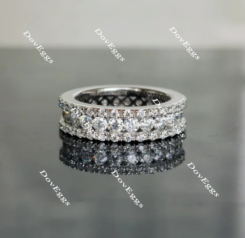 Doveggs round full eternity channel set moissanite/lab grown diamond wedding bands-5.5mm band width