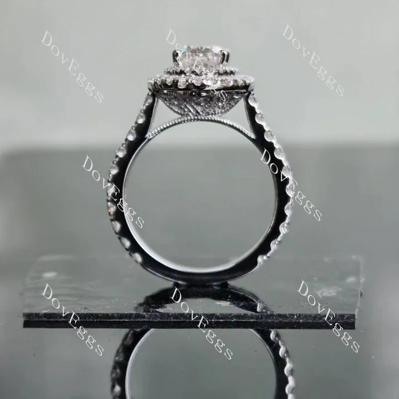 DovEggs double halo pave engagement ring semi-mount only(Exclusively to DovEggs Stones)
