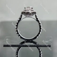 DovEggs double halo pave engagement ring semi-mount only(Exclusively to DovEggs Stones)