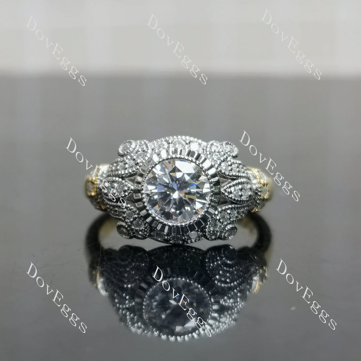 (size 6.75)Doveggs sterling silver 1ct Round moissanite engagement ring