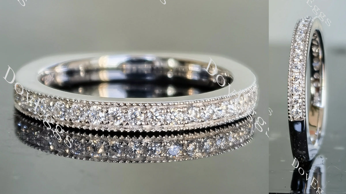 Doveggs round pave moissanite/lab grown diamond wedding band-2.5mm band width
