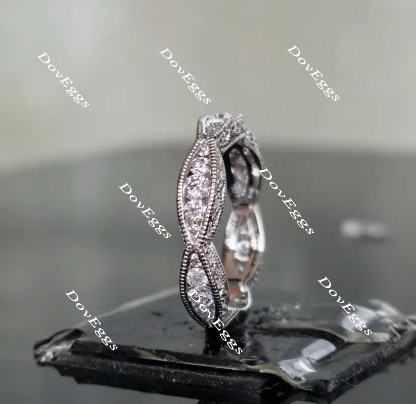 Doveggs anniversary Art deco moissanite/lab grown diamond wedding band-4.2mm band width