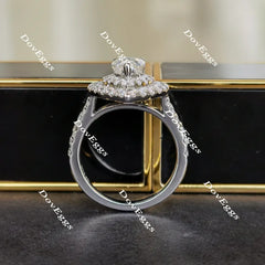 Doveggs pear half eternity double halo moissanite engagement ring