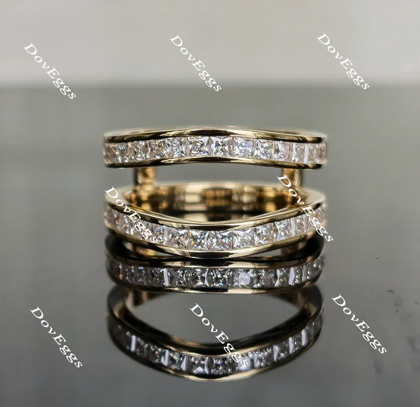 Doveggs princess moissanite/lab grown diamond wedding band/enhancer-8.1mm band width