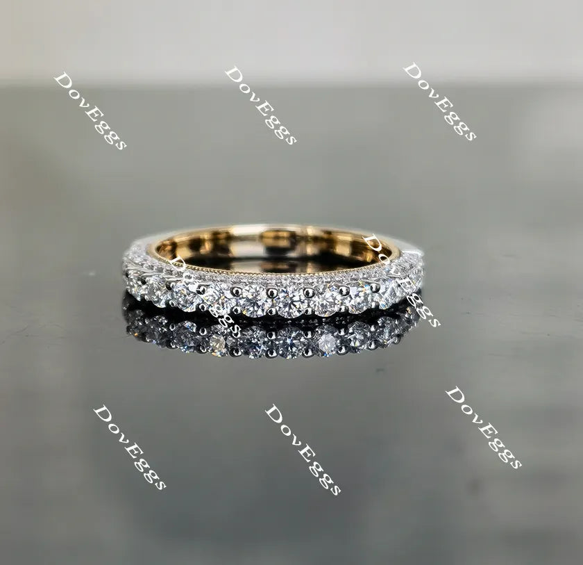 Doveggs round vintage moissanite/lab grown diamond wedding band-2.4mm band width