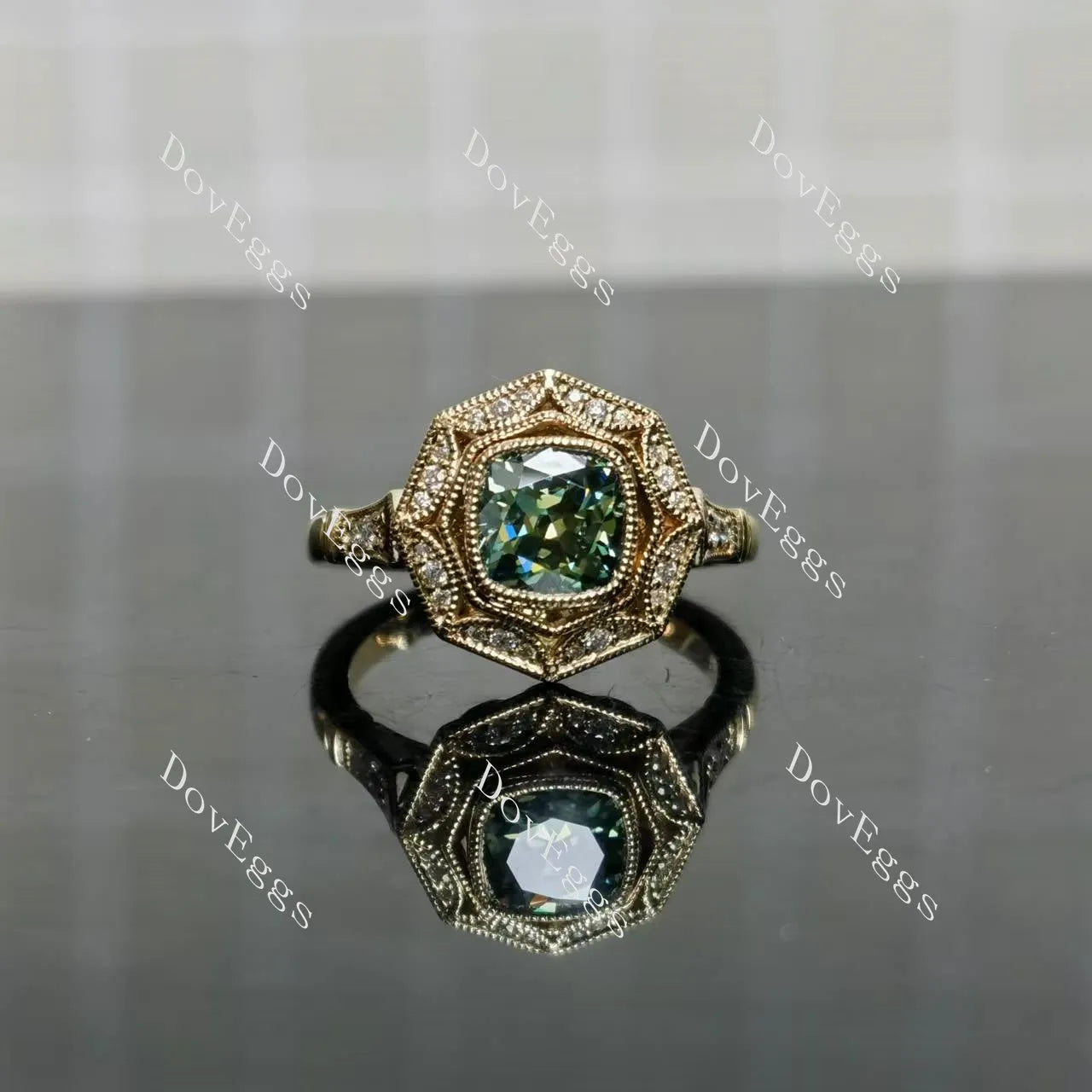 DovEggs halo vintage engagement ring semi-mount only(Exclusively to DovEggs Stones)