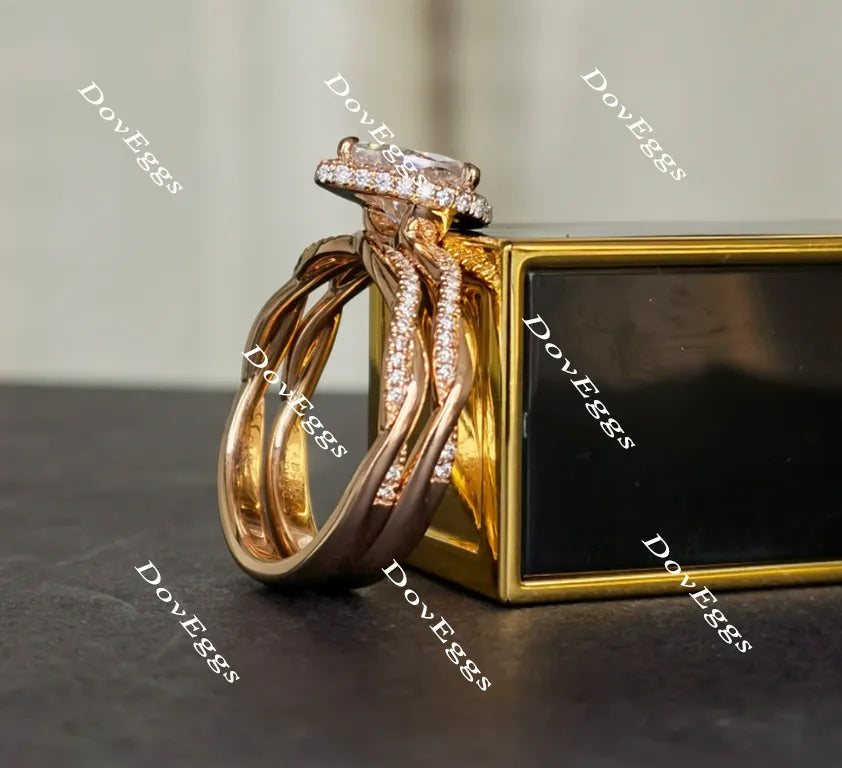 doveggs pear halo moissanite emgagement ring only
