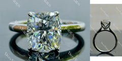 Doveggs Elongated cushion solitaire moissanite engagement ring