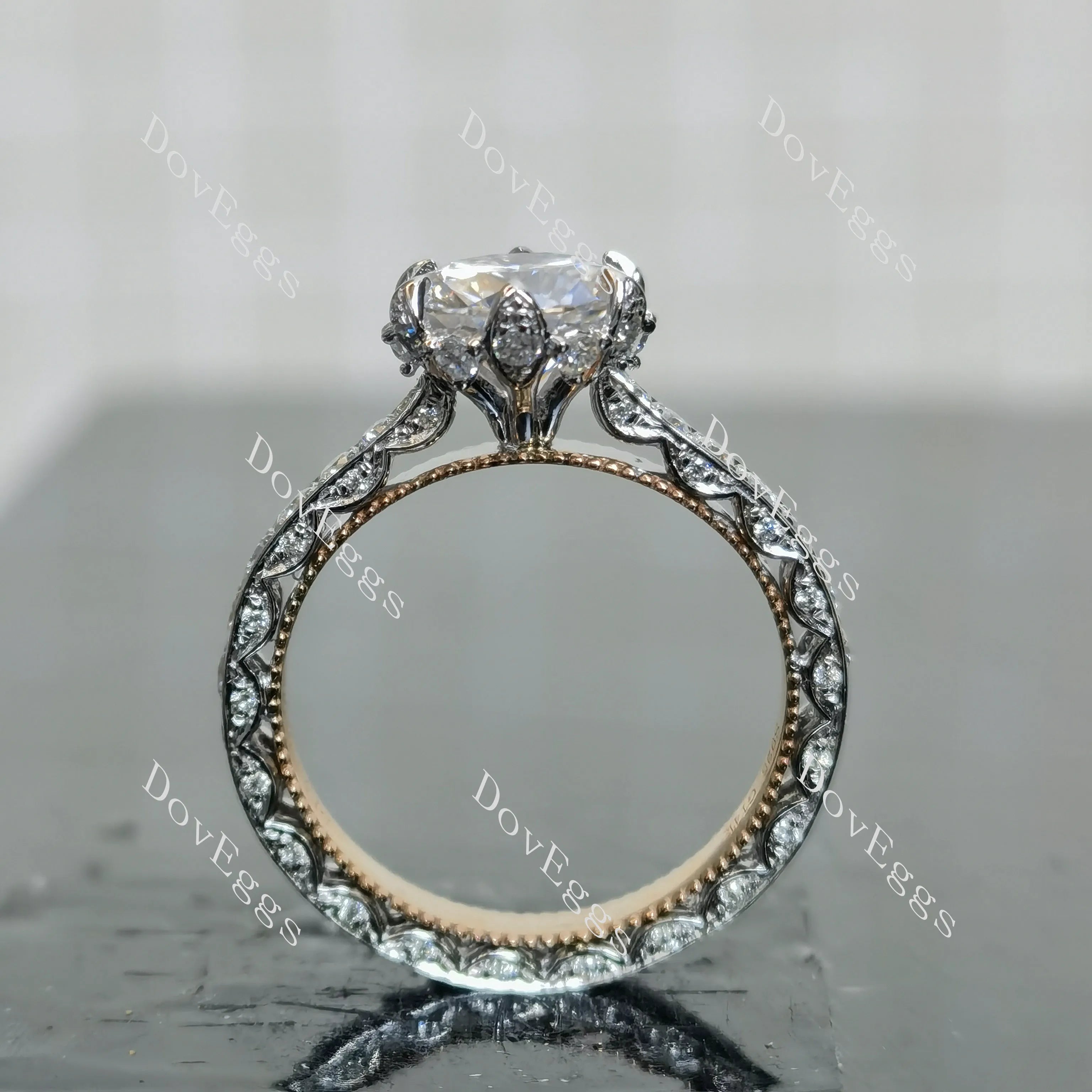 (size 6) Doveggs sterling silver & plated with yellow gold 1.5ct round moissanite engagement ring