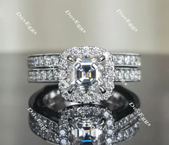 Doveggs halo asscher moissanite bridal set (2 rings)