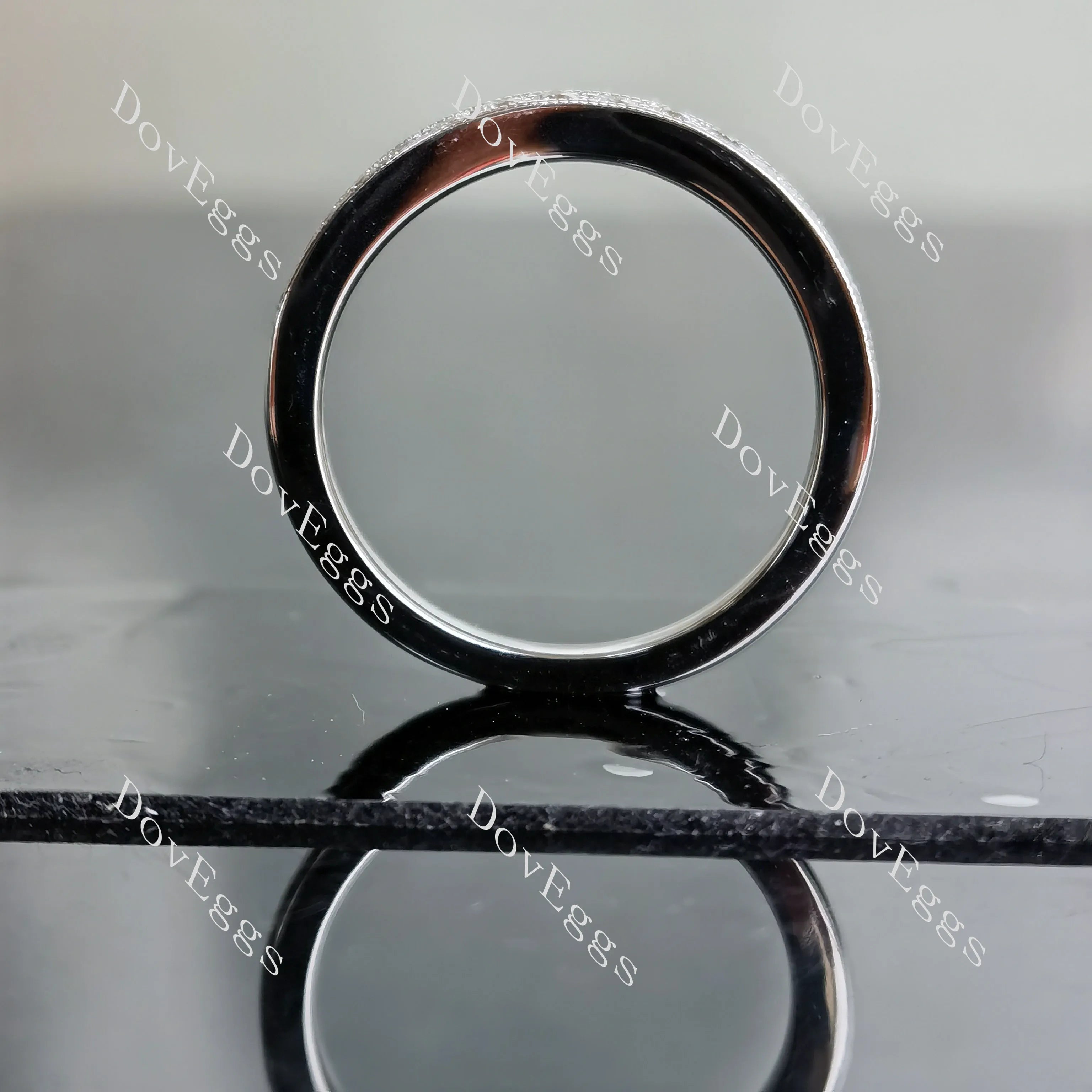 Doveggs round half eternity pave moissanite/lab grown diamond wedding band-1.9mm band width