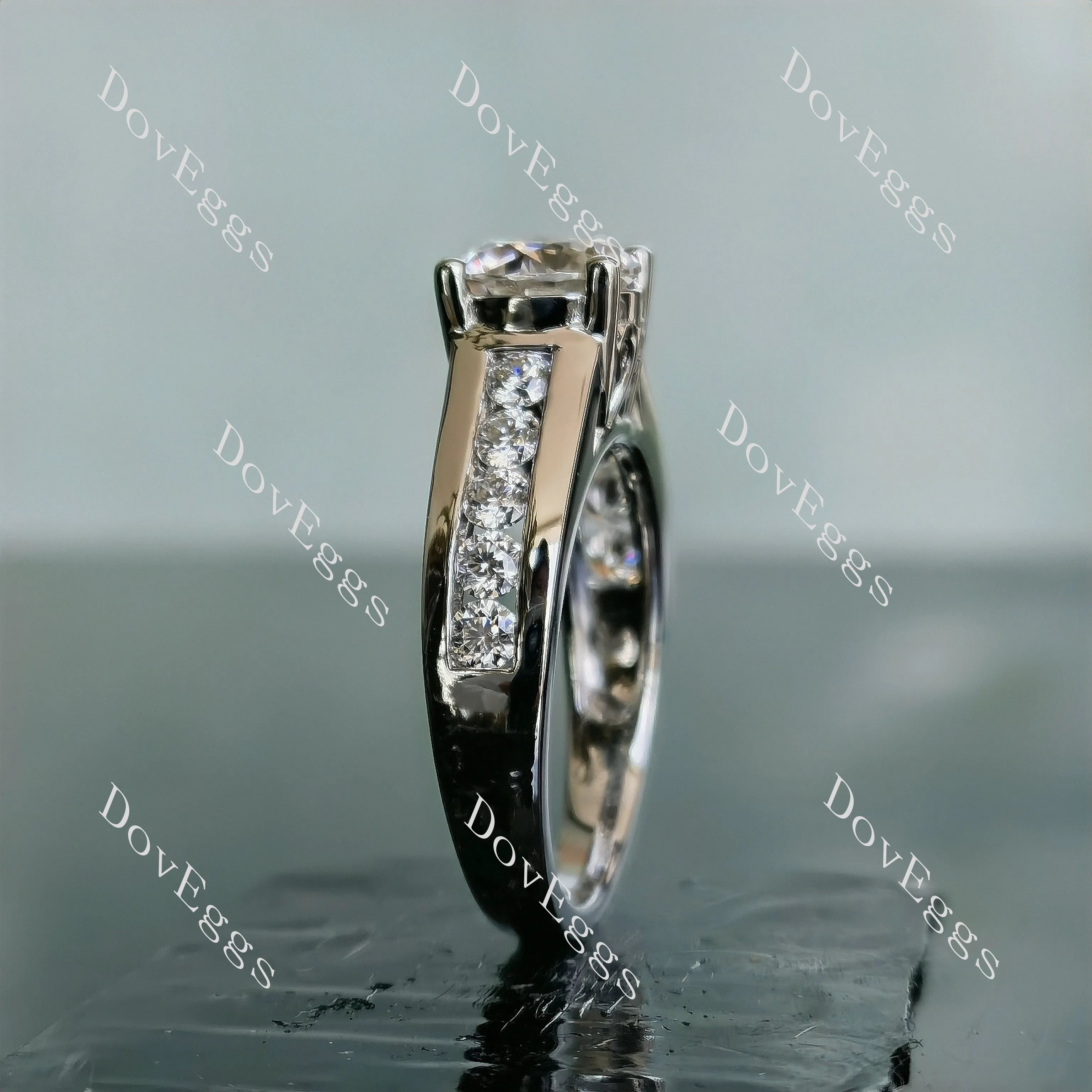 Doveggs round channel set moissanite engagement ring