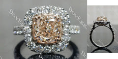 Pink Rose bezel halo half eternity engagement ring semi-mount only(Exclusively to DovEggs Stones)