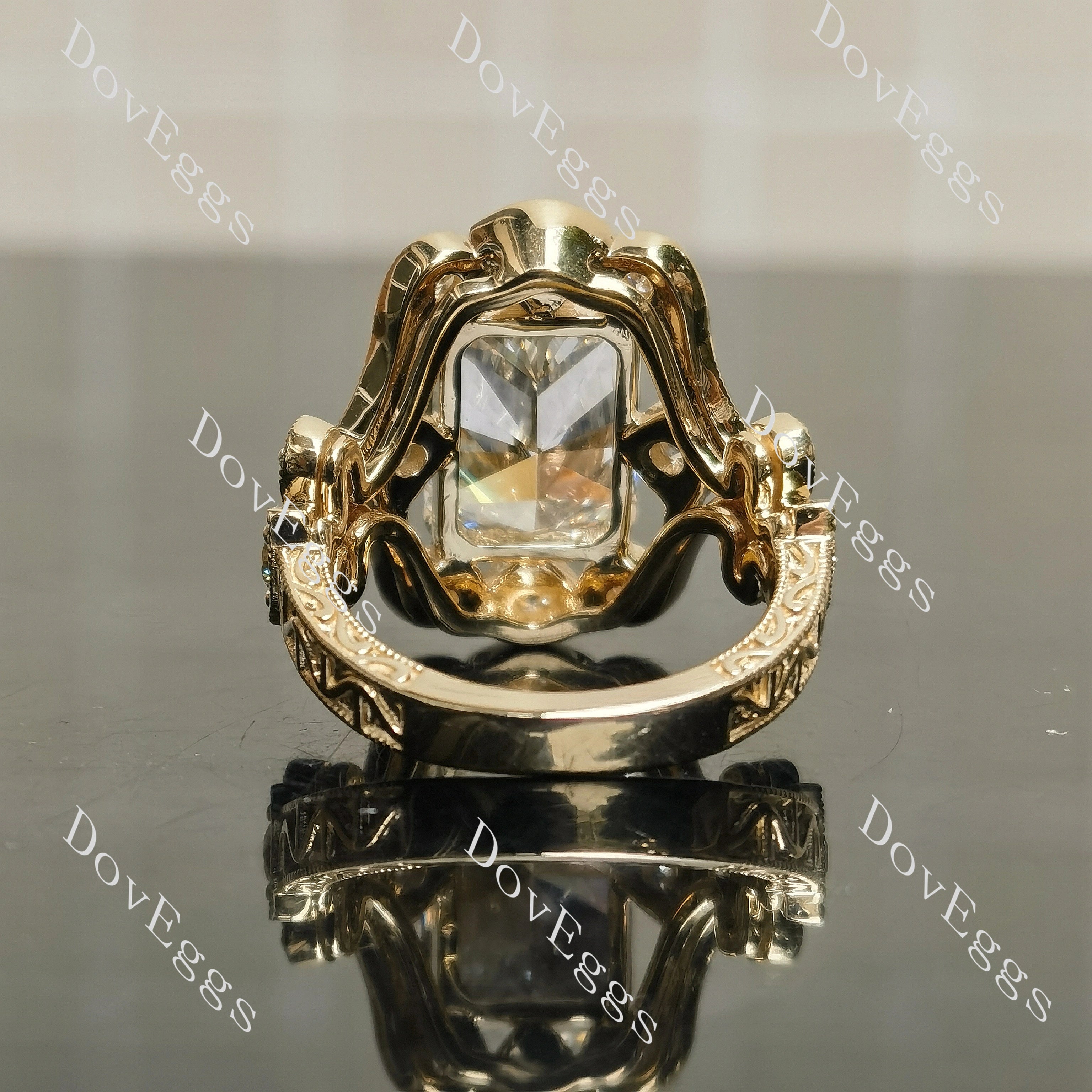 Radiant vintage art deco sparkle moissanite engagement ring | Doveggs