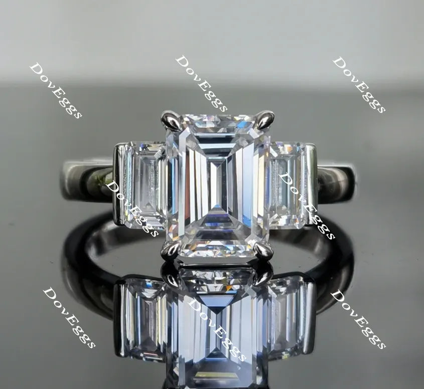 Doveggs side-stone three-stone moissanite engagement ring
