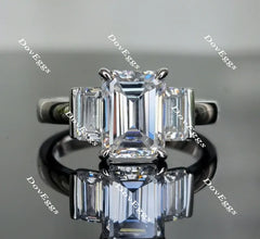 Doveggs side-stone three-stone moissanite engagement ring
