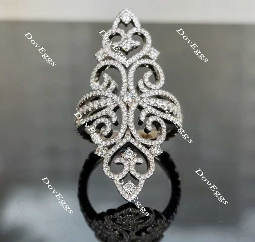 Doveggs art deco moissanite/lab grown diamond wedding band-3.2mm band width