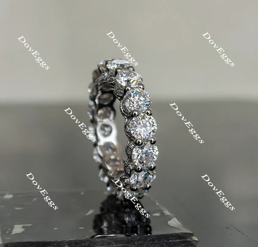 Doveggs round full eternity moissanite/lab grown diamond wedding band-4mm band width