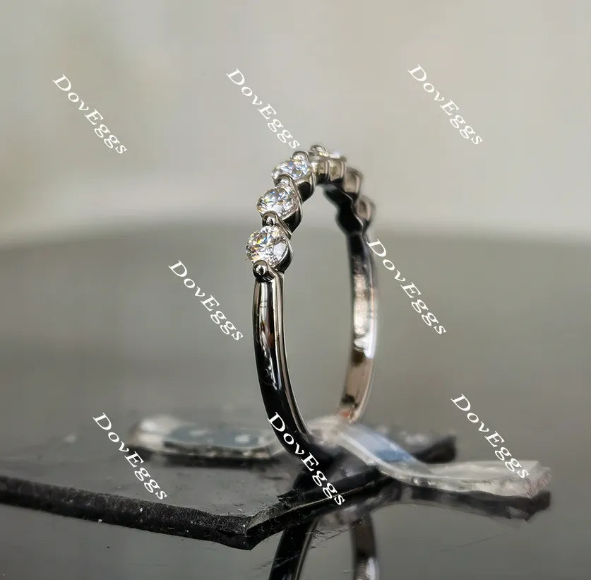 Doveggs round seven stone moissanite/lab grown diamond wedding band-2.0mm band width