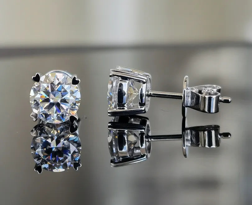 DovEggs solitaire round moissanite stud earring