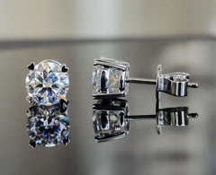 DovEggs solitaire round moissanite stud earring only semi-mount (Exclusively to DovEggs Stones)