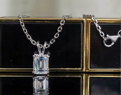 Doveggs emerald solitaire moissanite necklace for women (pendant only)