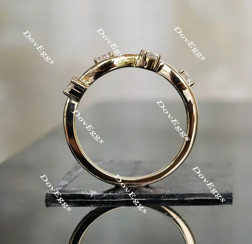 Doveggs leaves shape moissanite/lab grown diamond wedding band for women-1.8mm band width