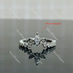 Doveggs marquise round pave moissanite/lab grown diamond wedding band-2.0mm band width