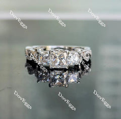 Doveggs princess pave vintage three-stone moissanite engagement ring