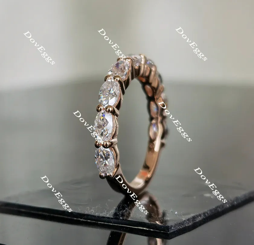 Doveggs oval pave moissanite/lab grown diamond wedding band for women-2.1mm band width