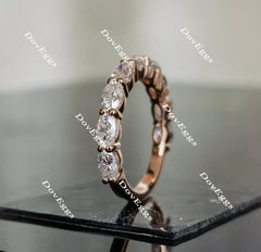 Doveggs oval pave moissanite/lab grown diamond wedding band for women-2.1mm band width