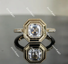 Doveggs asscher half eternity pave moissanite engagement ring