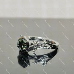 (size 6.5)Doveggs 1ct octagon peacock blue moissanite engagement SS ring