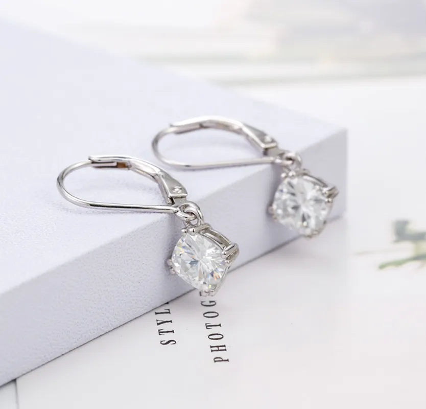 Doveggs square cushion moissanite hoop earrings for women