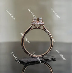 DovEggs paved halo pear moissanite engagement ring