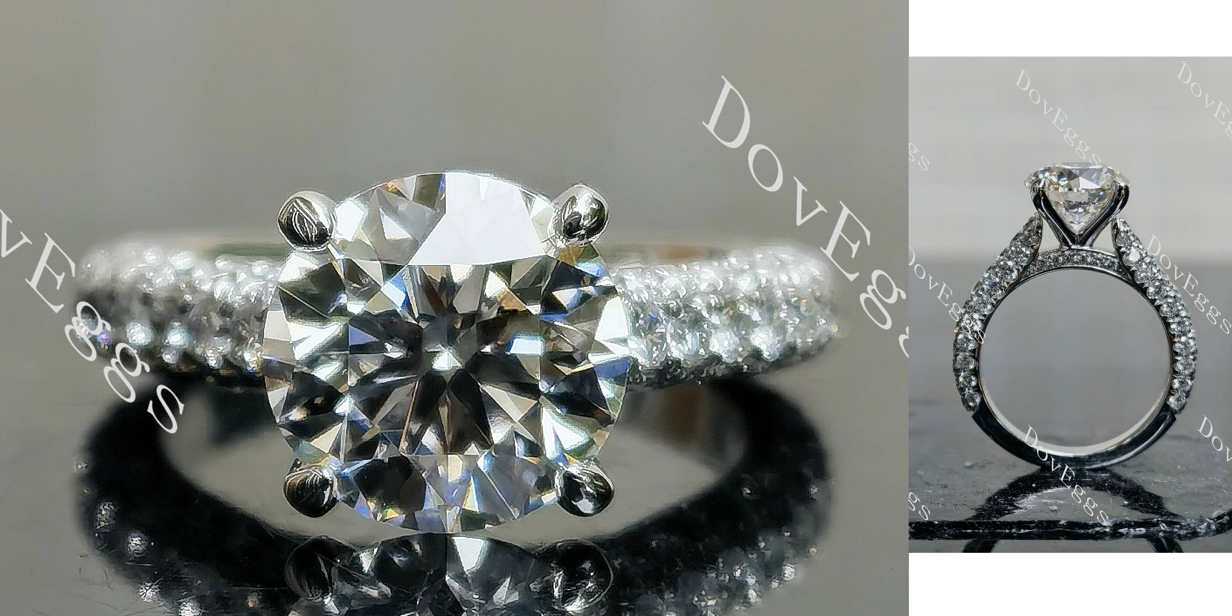 The Gentry Round Pave 3/4 Eternity Lab Grown Diamond Engagement Ring
