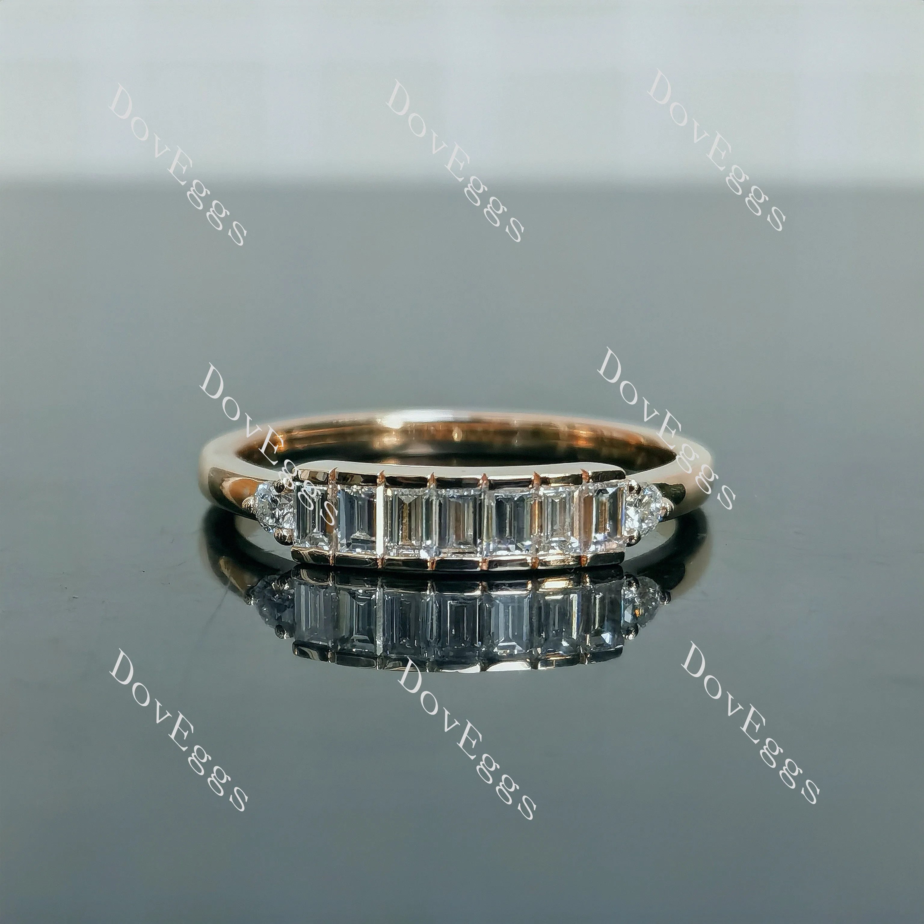 Doveggs baguette round moissanite/ lab grown diamond accents wedding band-1.9mm band width