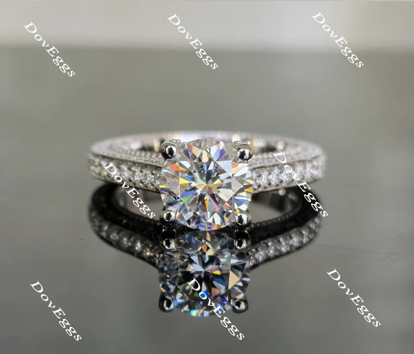Doveggs round full eternity paved moissanite engagement ring