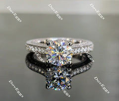 Doveggs round full eternity paved moissanite engagement ring