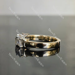 Doveggs three stones princess moissanite ring/moissanite wedding band-2.8mm band width
