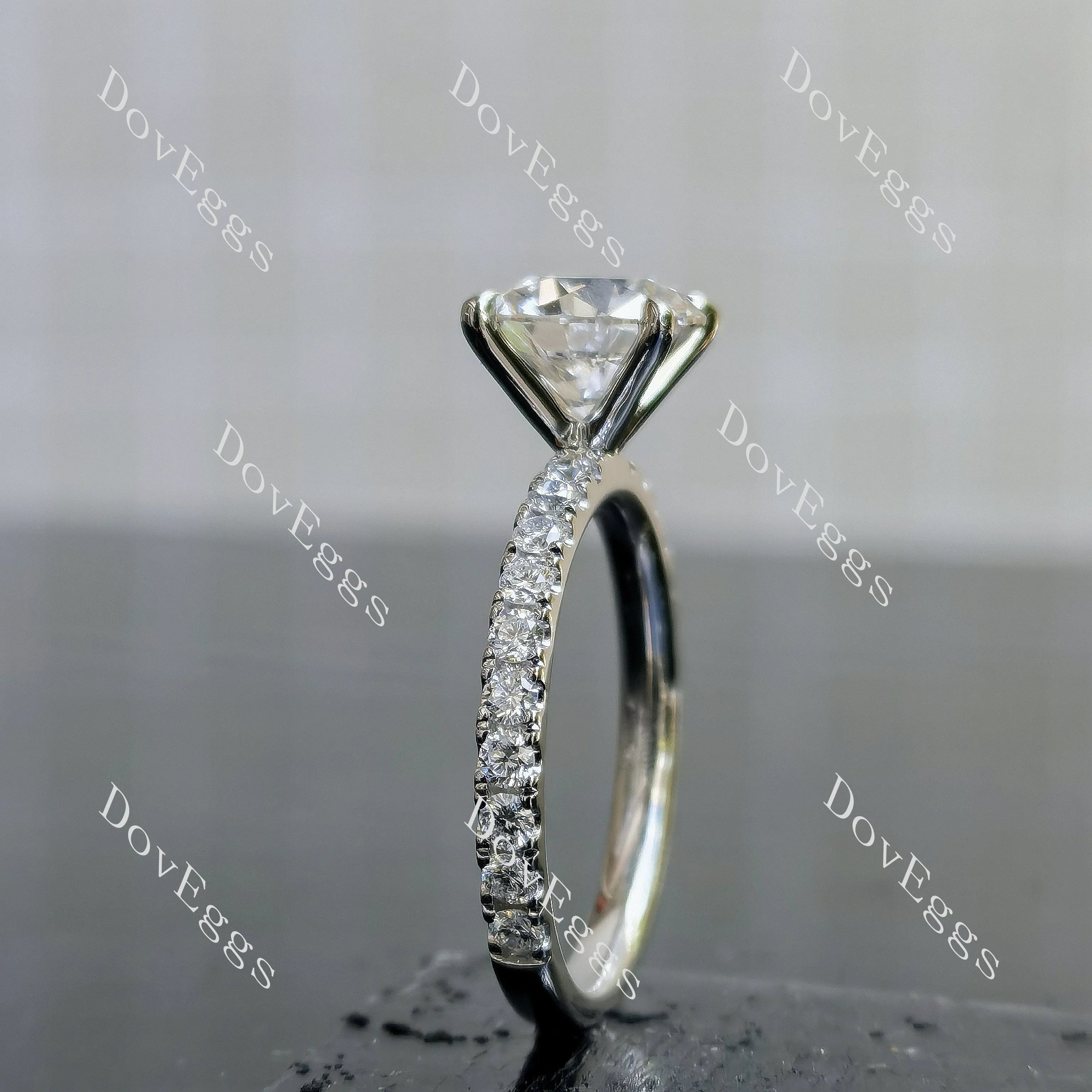 Doveggs round pave Lab Grown Diamond Engagement Ring