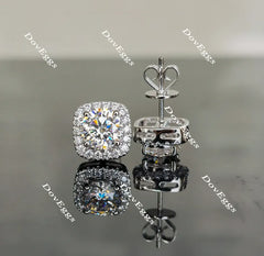 Doveggs halo round moissanite studs push back earrings for women