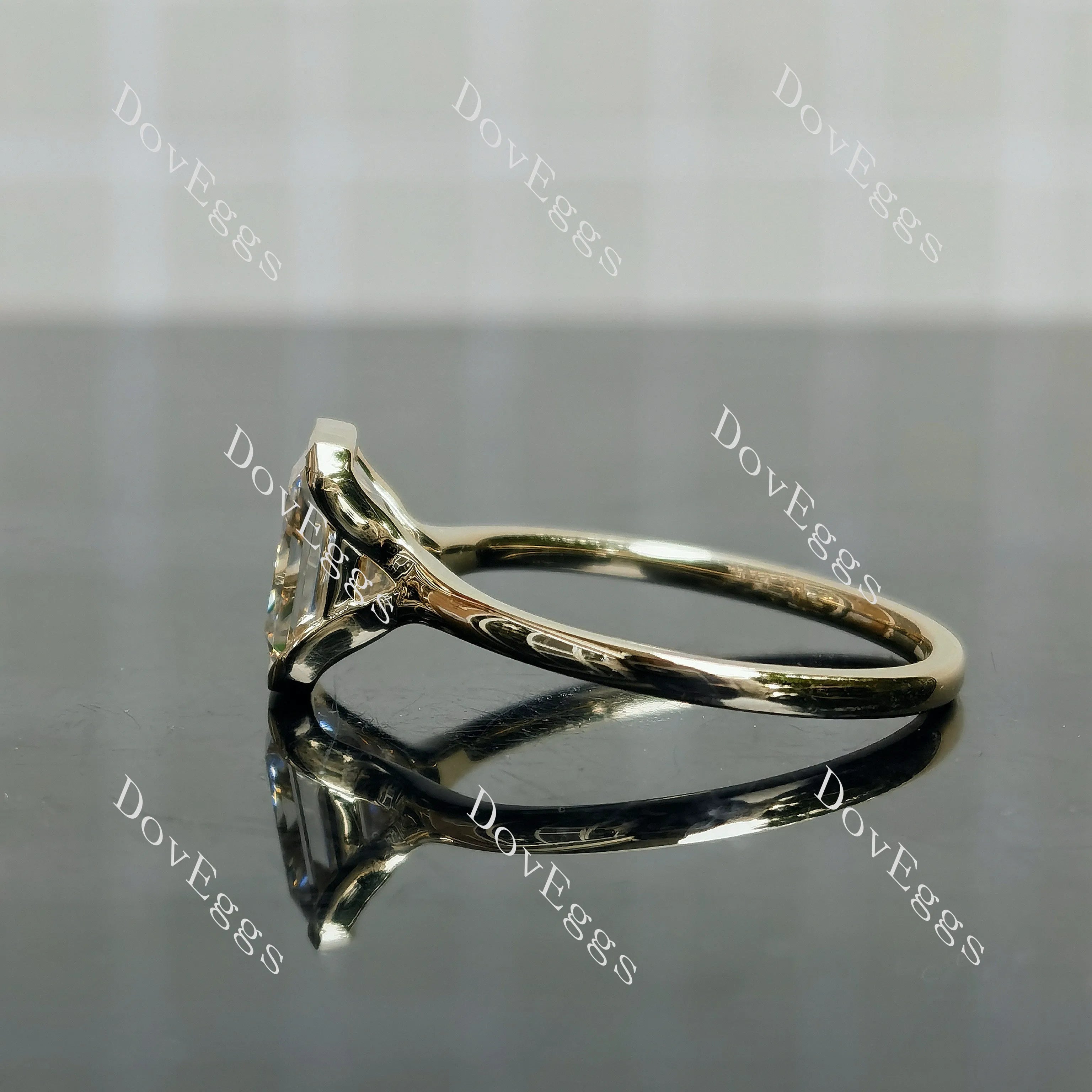 Doveggs radiant bezel solitaire moissanite engagement ring