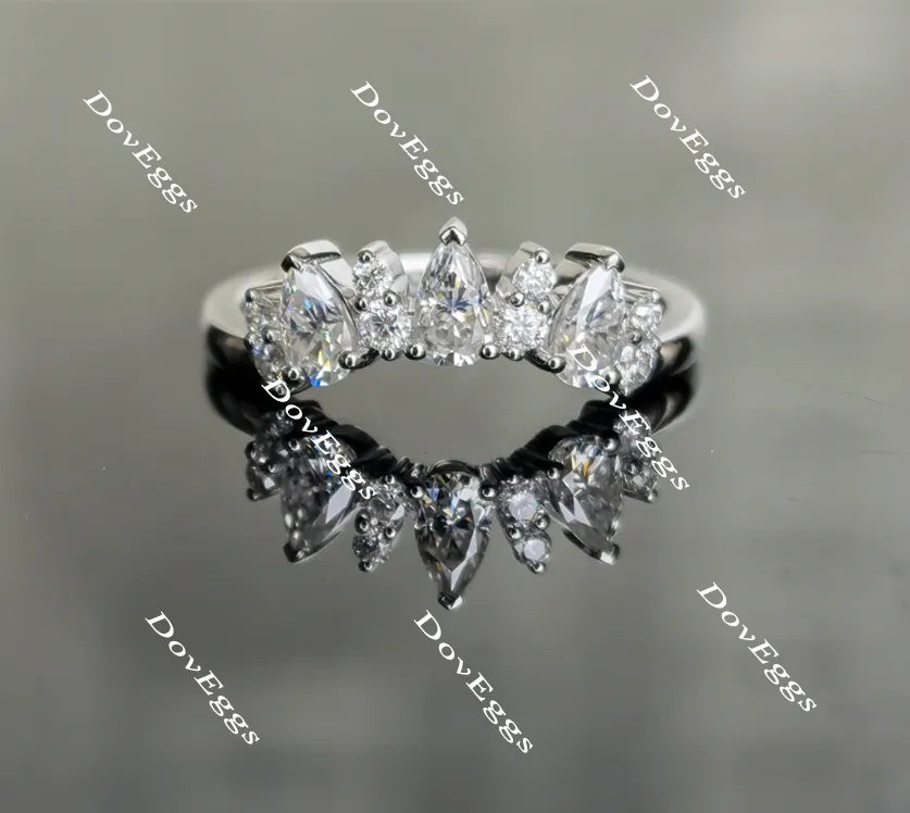 Doveggs crown moissanite /lab grown diamond engagement ring wedding band-2.0mm band width