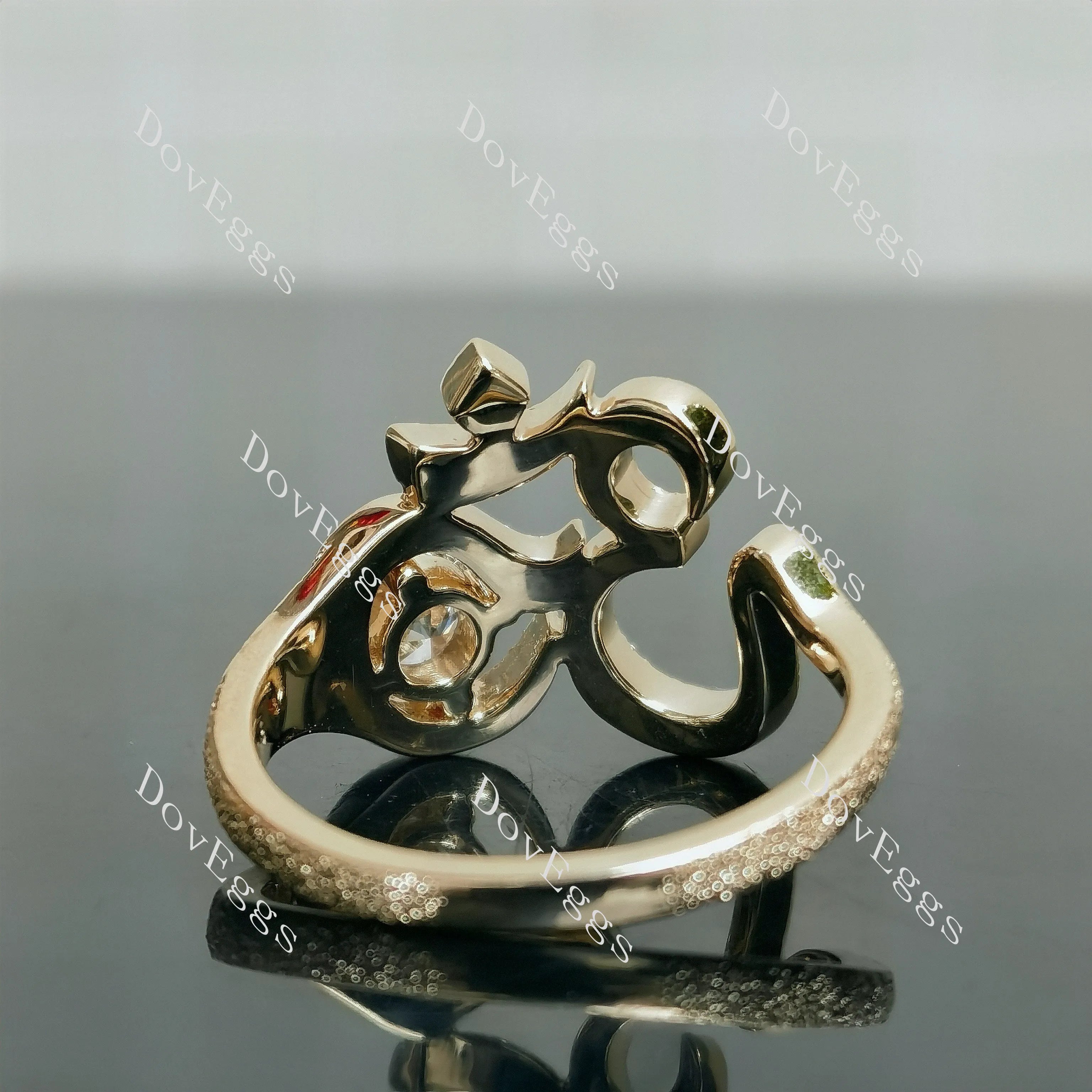 Sacred Sound Round Pave Sandblasted Effect Lab Grown Diamond Engagement Ring
