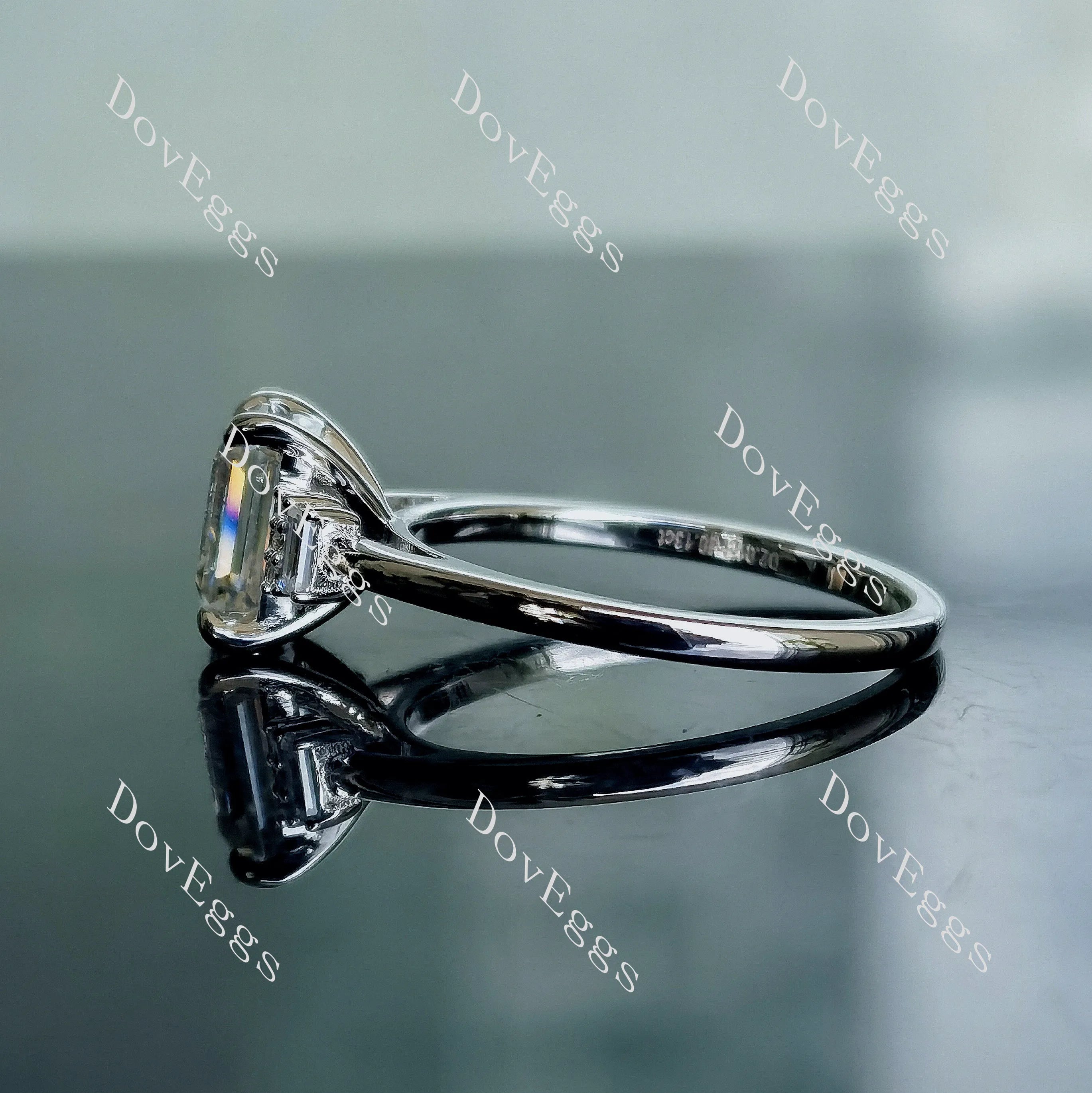 Doveggs emerald side stone moissanite engagement ring