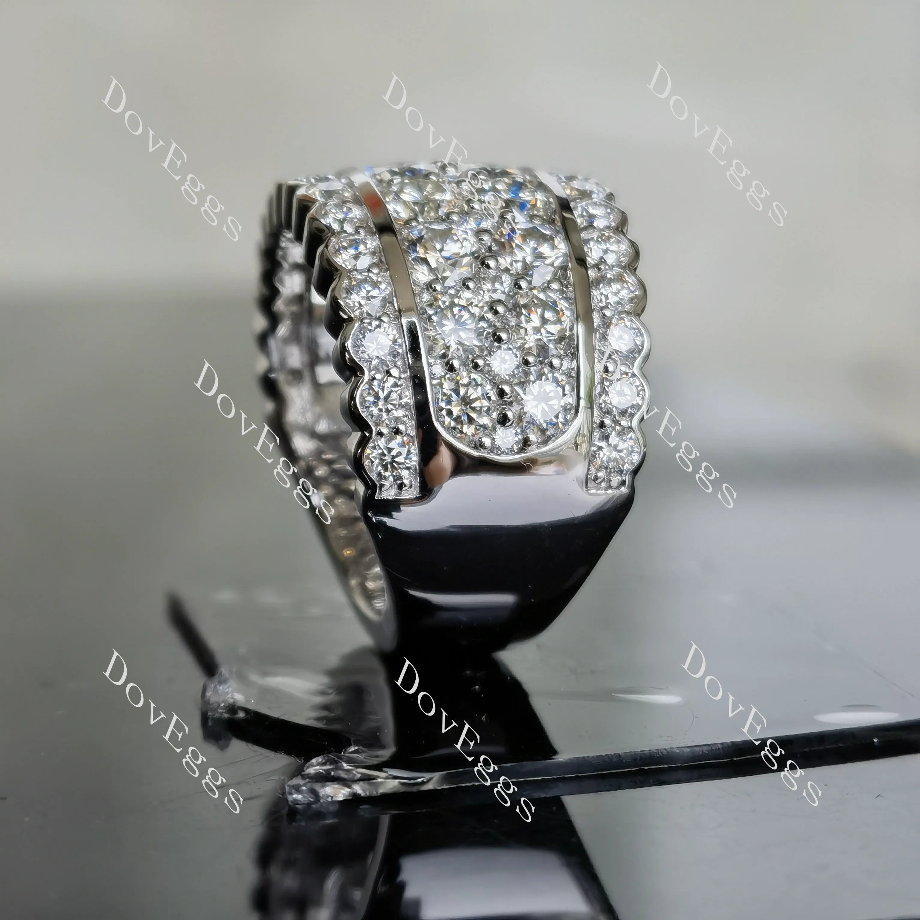 Doveggs round channel set moissanite/lab grown diamond wedding band-6.5mm band width