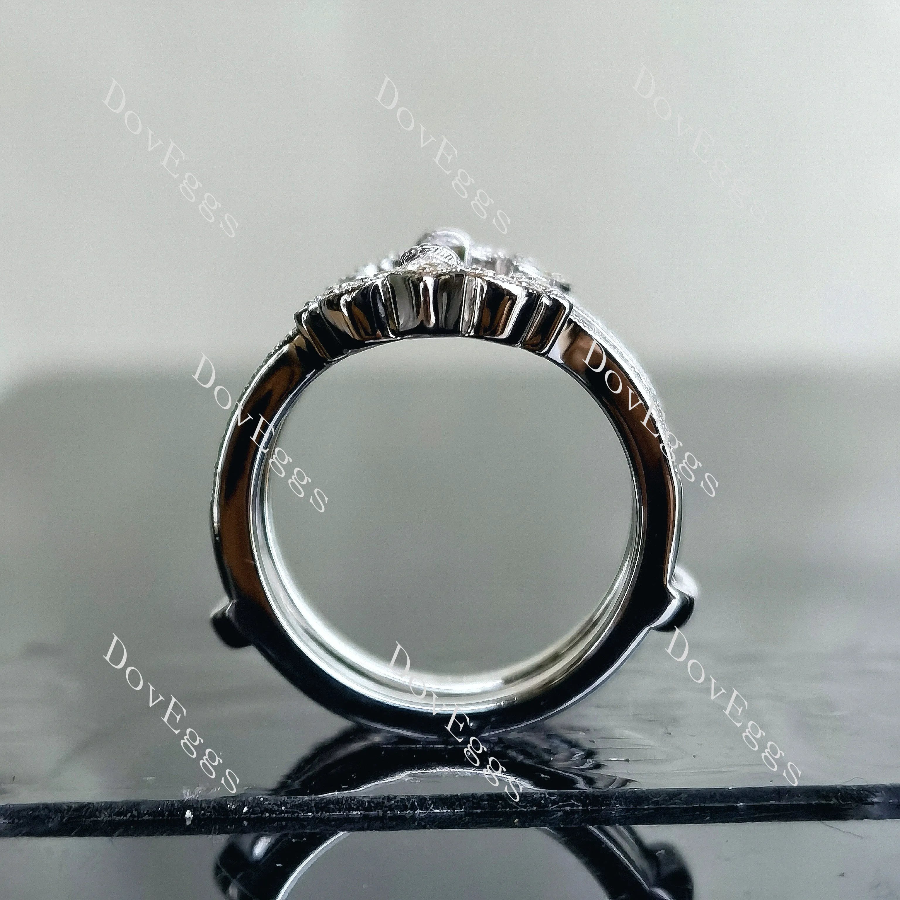 Doveggs round pave art deco moissanite/lab grown diamond enhancer/wedding band-7.2mm band width